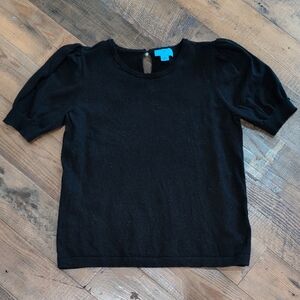 CeCe Black Puff Short Sleeve Sweater